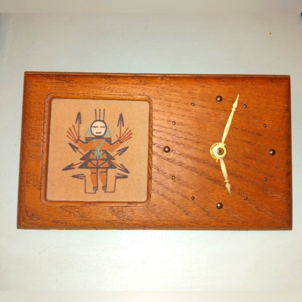 Vintage Navajo Sand Painting  "Monster Slayer" Wall Clock